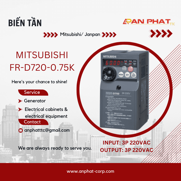 Biến tần Mitsubishi FR-D720-0.75K 0.75kW 3 Pha 220V