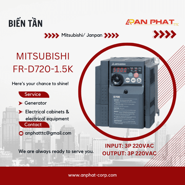 Biến tần Mitsubishi FR-D720-1.5K 1.5kW 3 Pha 220V