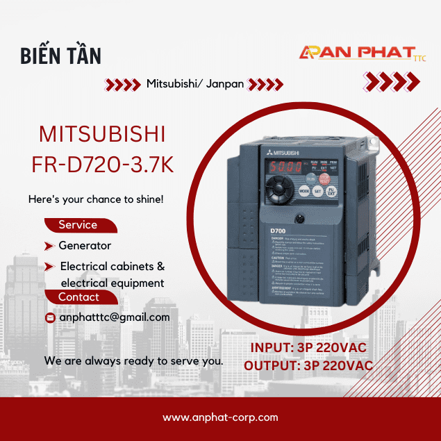 Biến tần Mitsubishi FR-D720-3.7K 3.7kW 3 Pha 220V