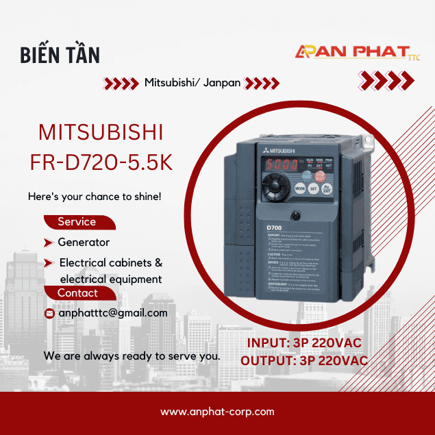 Biến tần Mitsubishi FR-D720-5.5K 5.5kW 3 Pha 220V