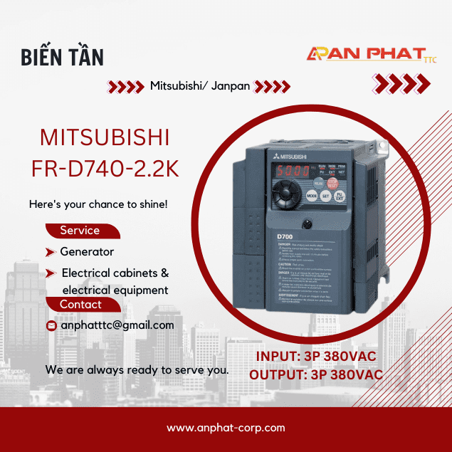 Biến tần Mitsubishi FR-D740-2.2K 2.2kW 3 Pha 380V