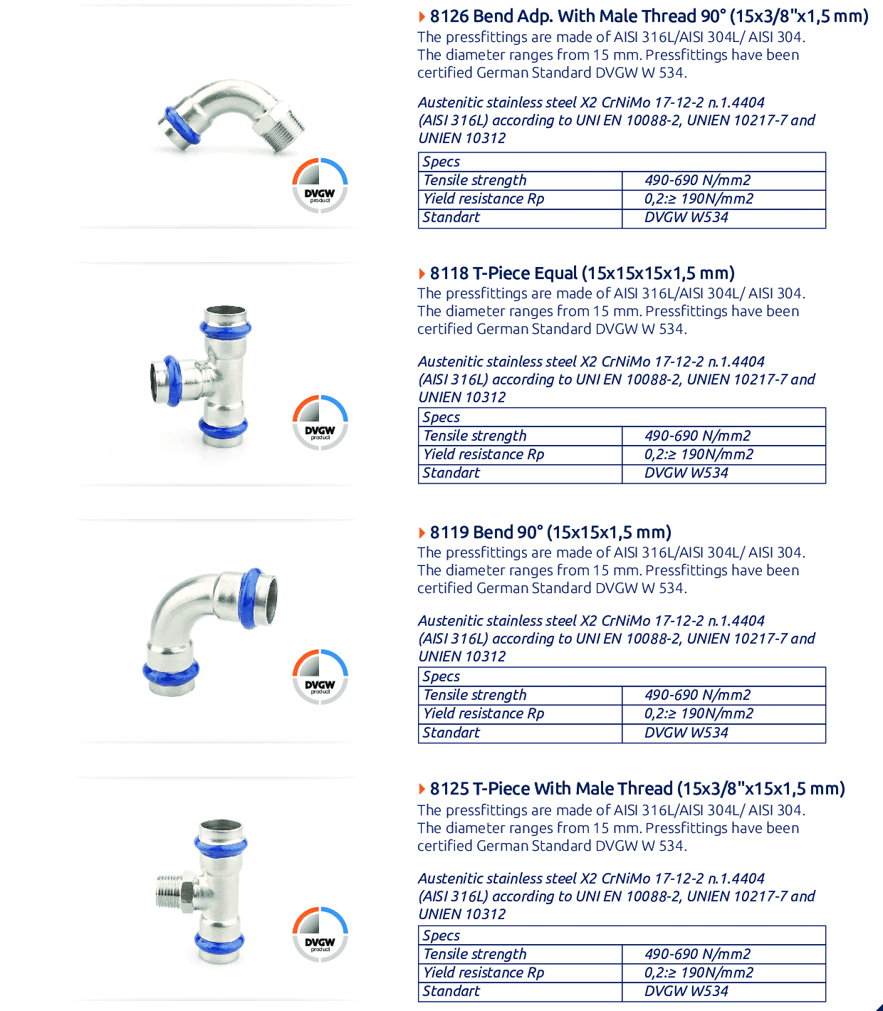 DISCHARGE PIPING SYSTEM PRESS FITTINGS AND PIPE